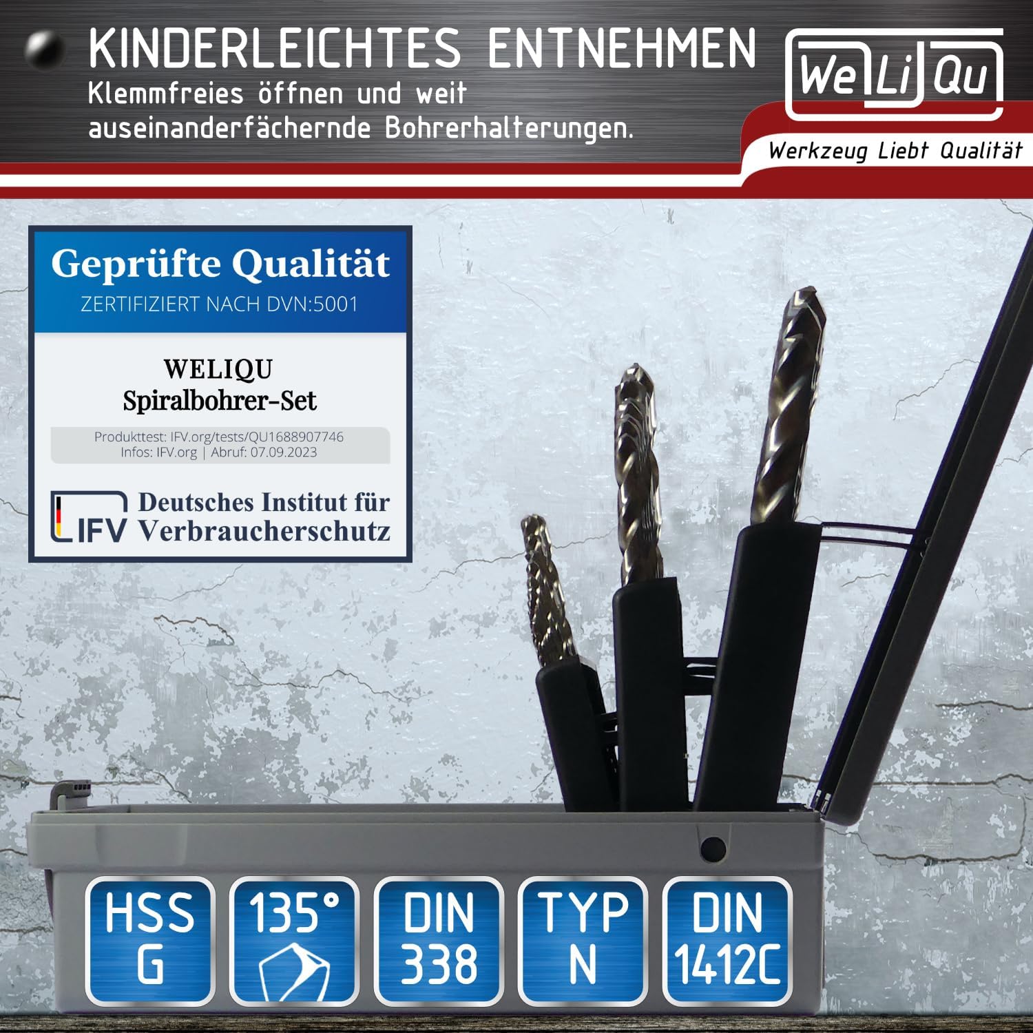 WELIQU Metallbohrer-Set HSS-G 25-teilig, 1-13mm