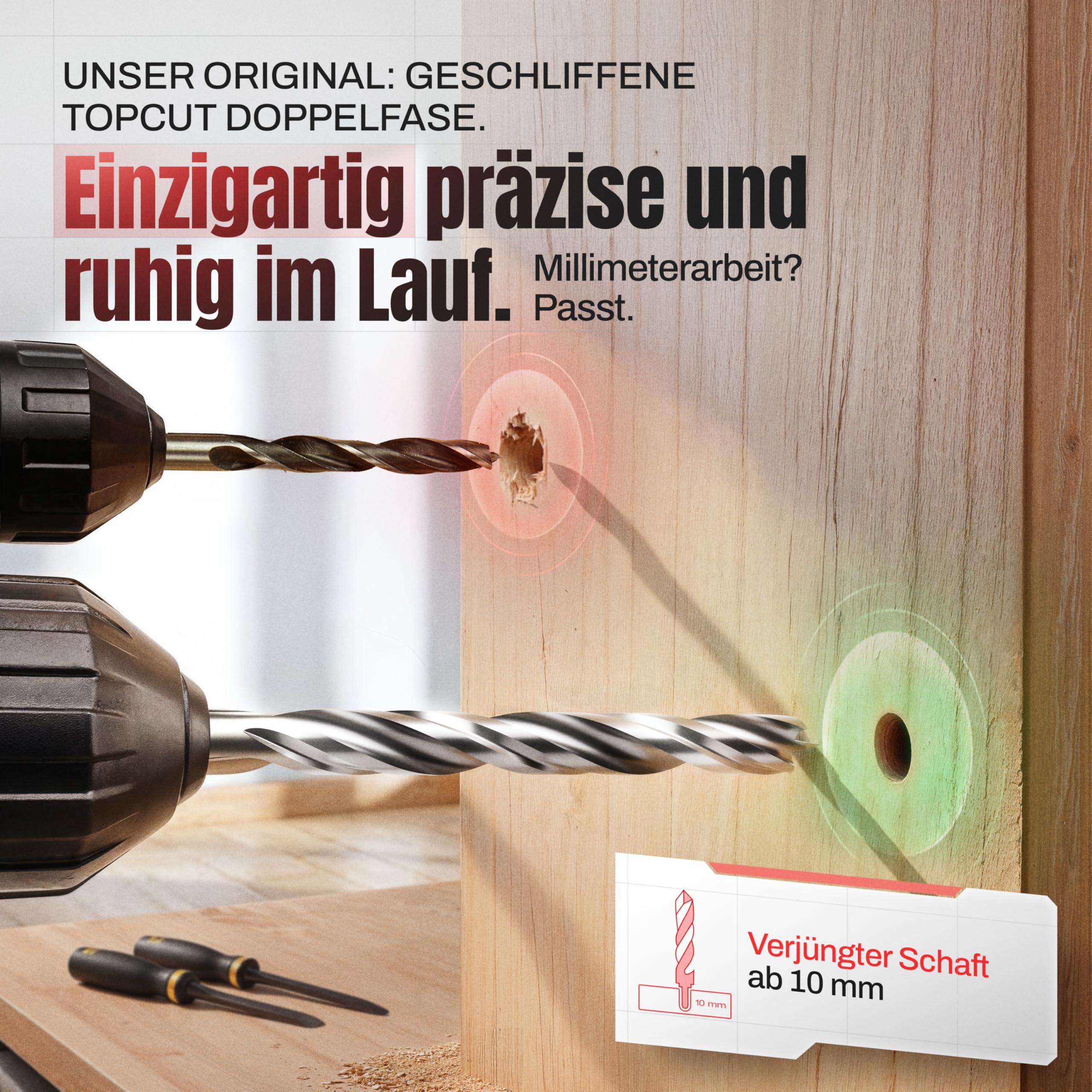 WELIQU 5 Stück HSS-G Holzbohrer Ø 10,0 mm