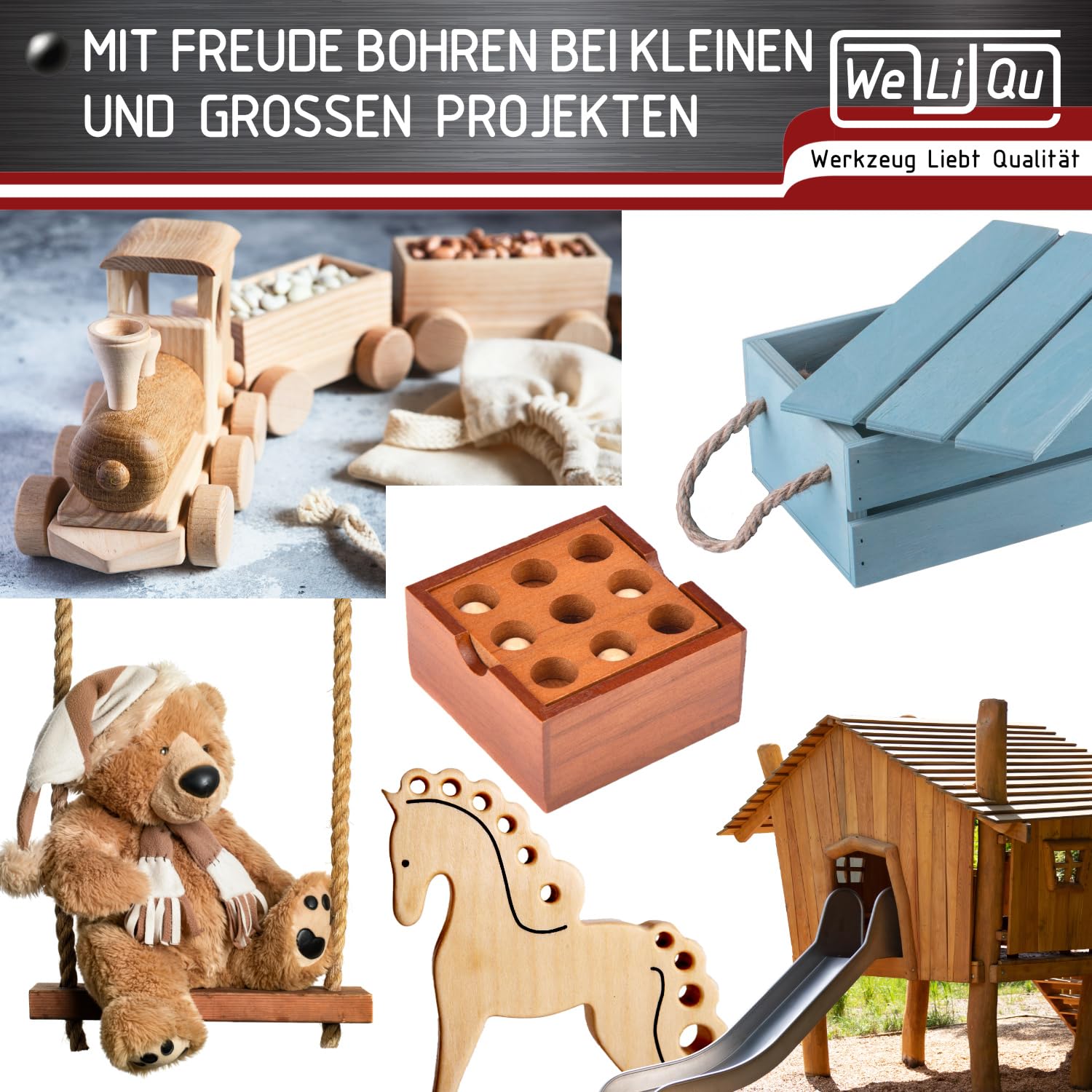 WELIQU 8-tlg. HSS-G Holzbohrer-Set 3-10 mm
