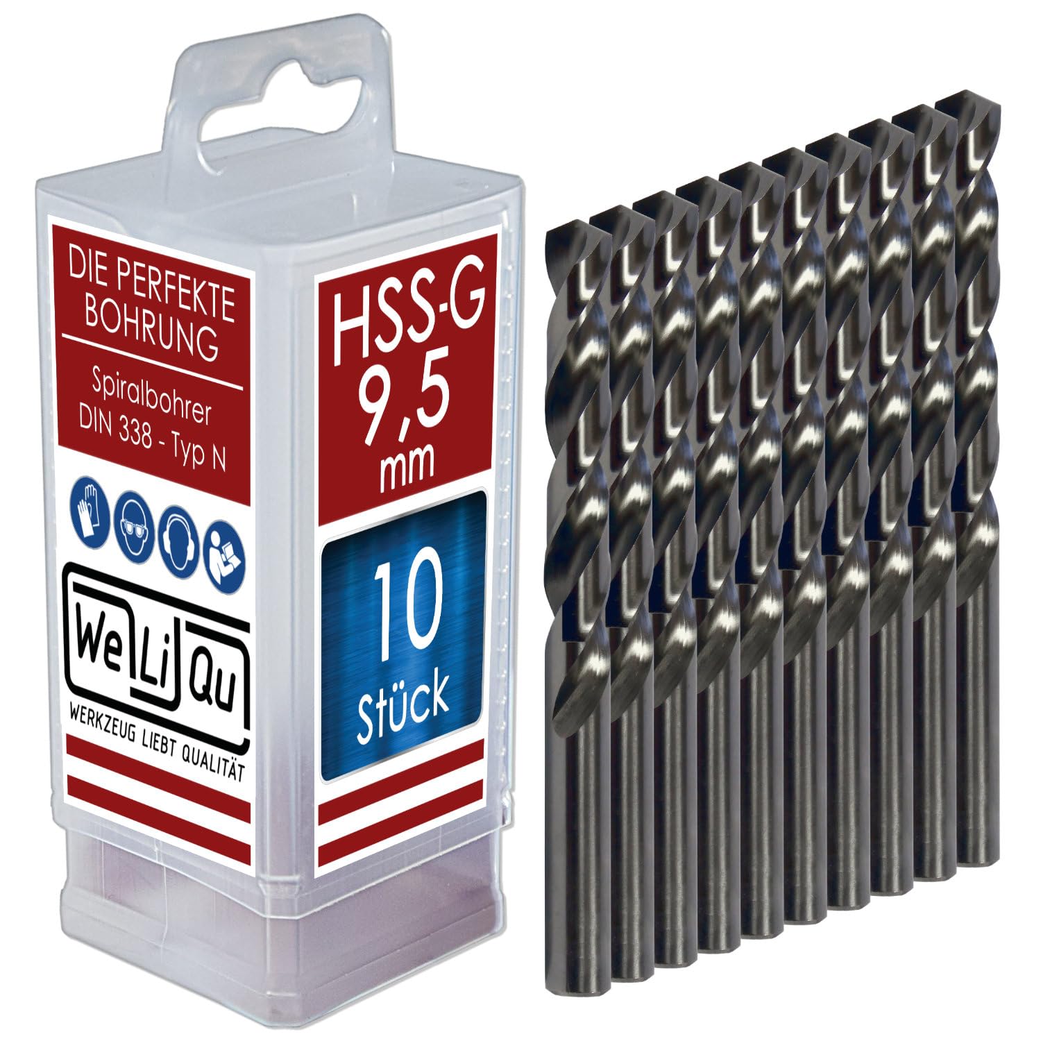 WELIQU 10 Stück HSS-G Spiralbohrer Ø 9,5 mm