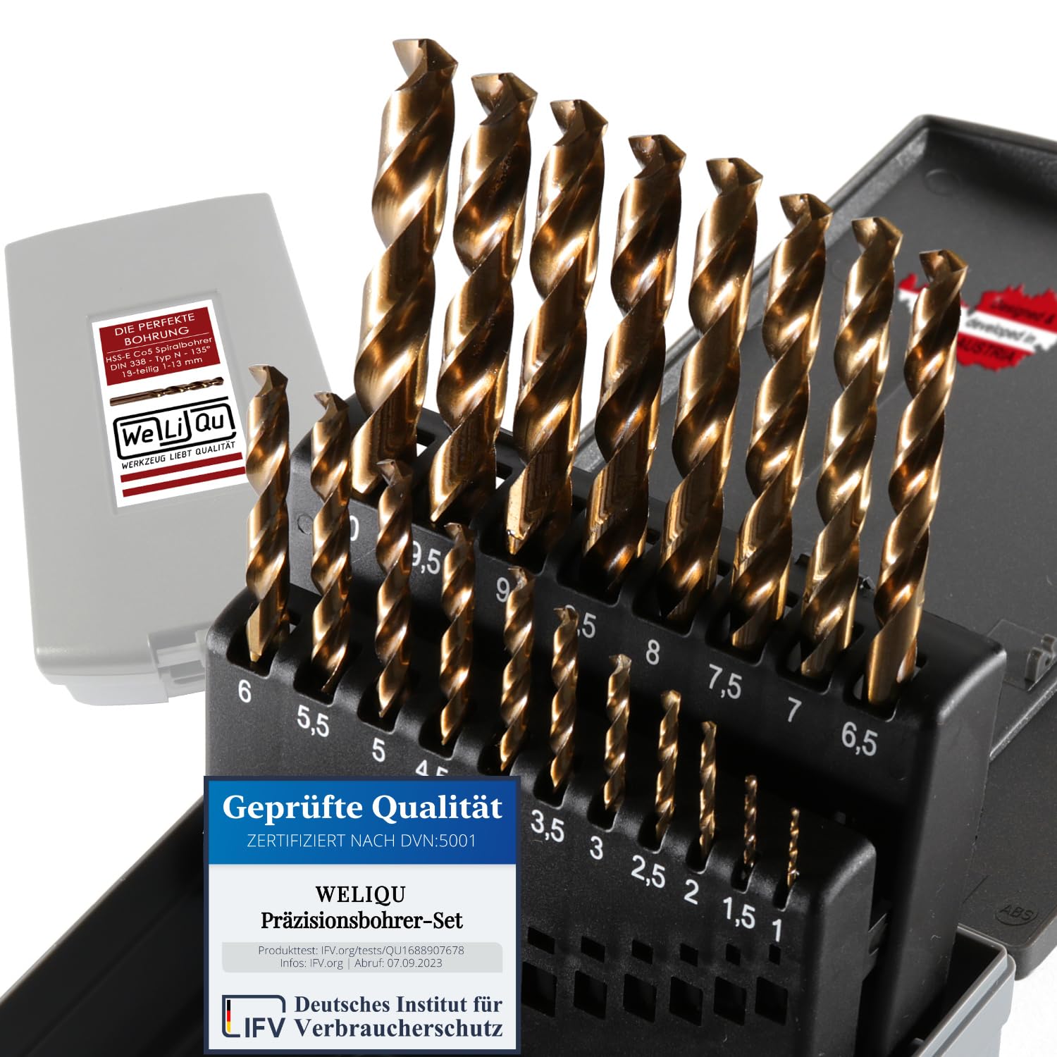 WELIQU Metallbohrer-Set HSS-E Cobalt Pro 19-teilig, 1-10mm