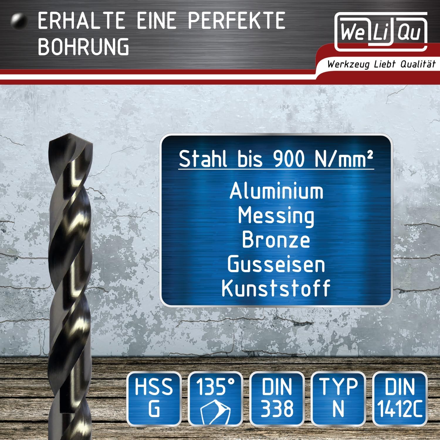 WELIQU 5 Stück HSS-G Spiralbohrer Ø 12,0 mm