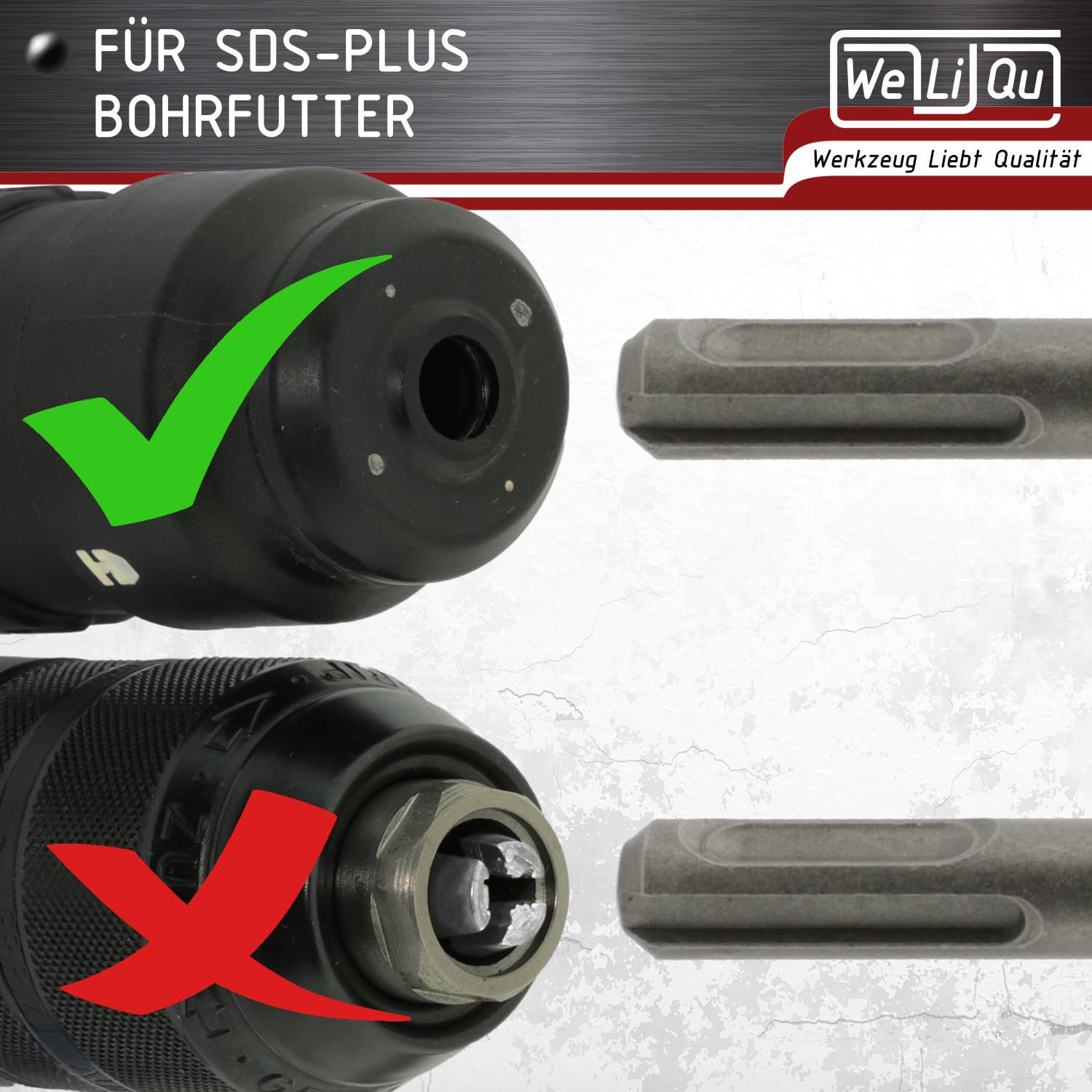WELIQU TopCut SDS-PLUS X Hammerbohrer Set für Stahlbeton, 7-teilig, Ø 5-12 mm