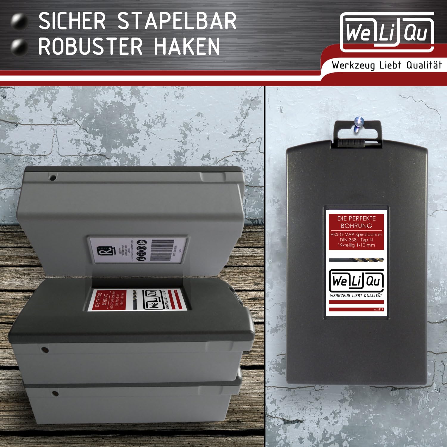 WELIQU Metallbohrer-Set HSS-G+ Vaporisiert, 19-teilig, 1-10mm