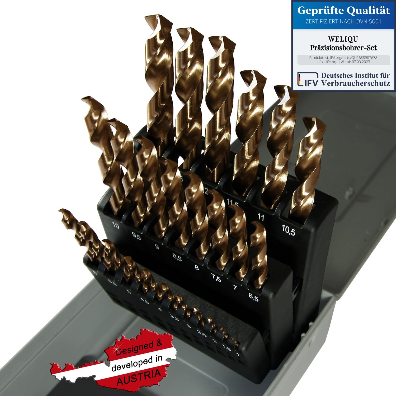 WELIQU Metallbohrer-Set HSS-E Cobalt Pro 25-teilig, 1-13mm
