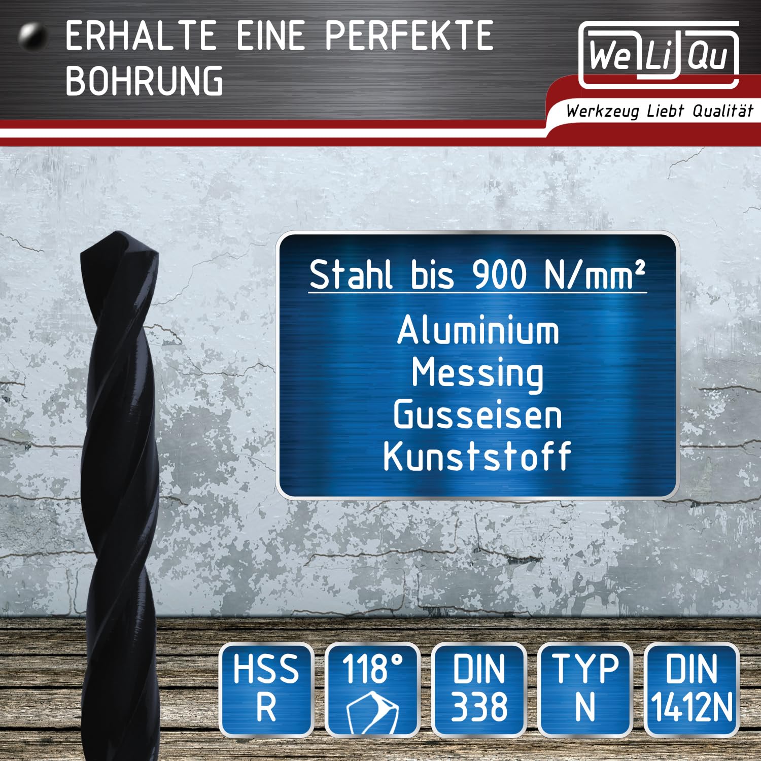WELIQU 5 Stück HSS-R Spiralbohrer Ø 12,5 mm